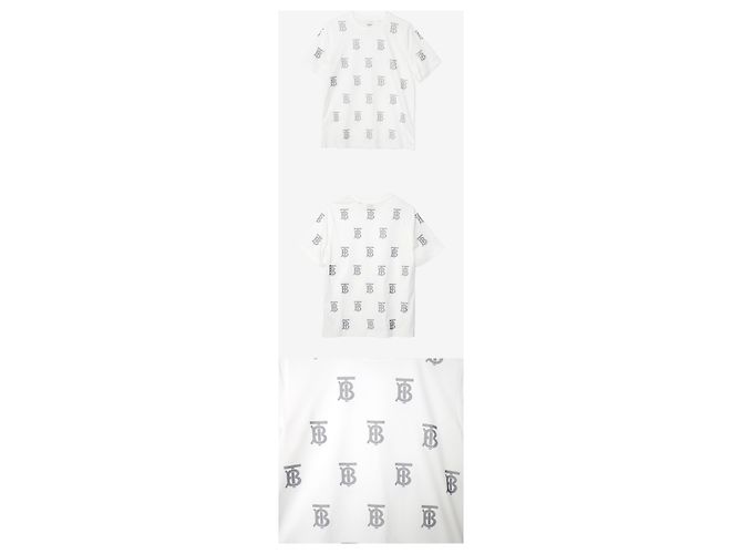 Burberry T-Shirt mit TB Monogramm-Print Größe White Cotton Weiß - Ansicht 2