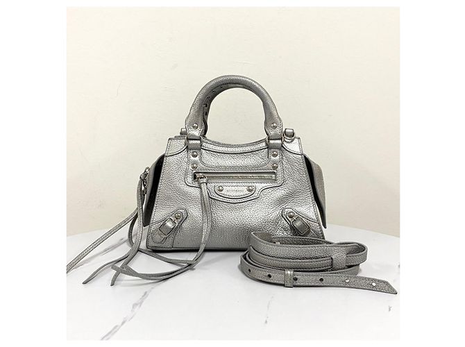 Balenciaga Borsa Neo Classic City Mini Top Handle Silver Argento - vista 10