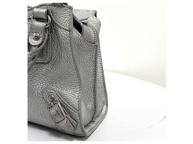 Balenciaga Borsa Neo Classic City Mini Top Handle Silver Argento - vista 12