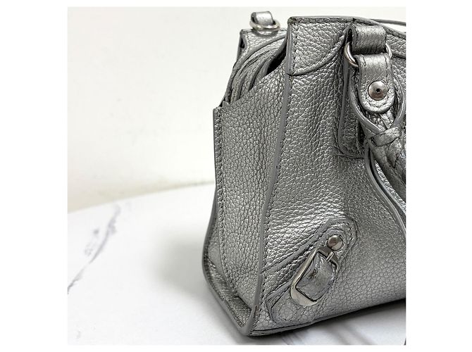 Balenciaga Borsa Neo Classic City Mini Top Handle Silver Argento - vista 13