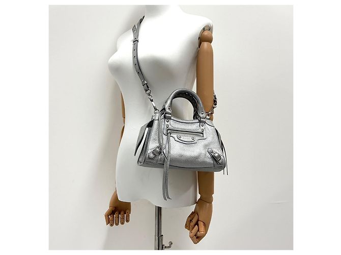 Balenciaga Borsa Neo Classic City Mini Top Handle Silver Argento - vista 3