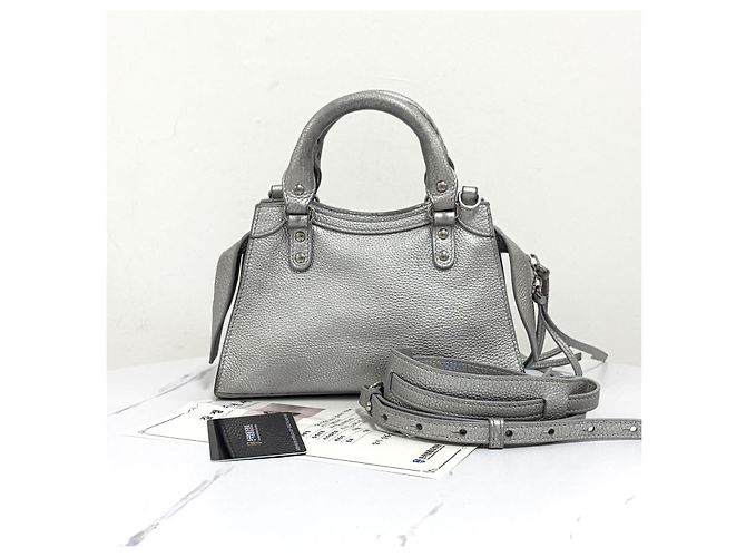 Balenciaga Borsa Neo Classic City Mini Top Handle Silver Argento - vista 5