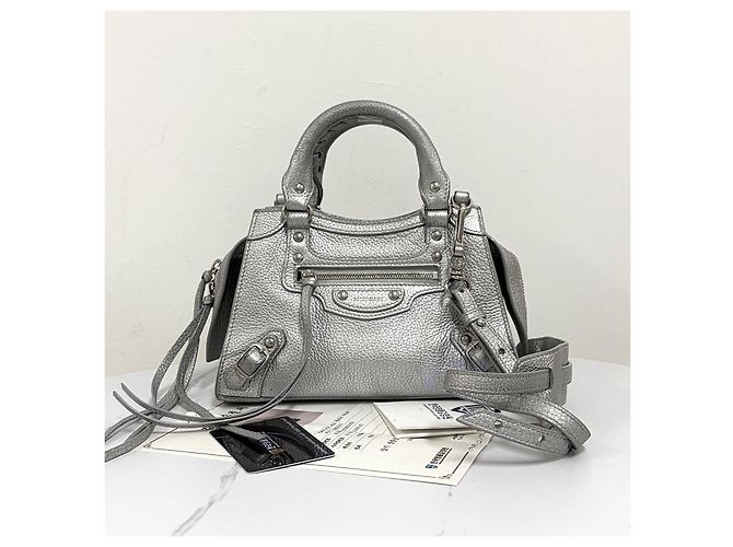 Balenciaga Borsa Neo Classic City Mini Top Handle Silver Argento - vista 6