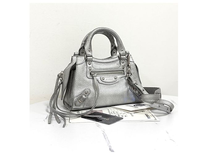 Balenciaga Borsa Neo Classic City Mini Top Handle Silver Argento - vista 7