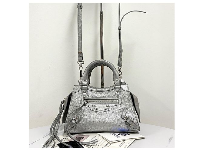 Balenciaga Borsa Neo Classic City Mini Top Handle Silver Argento - vista 8