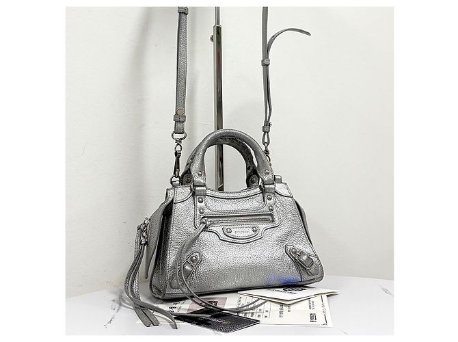 Balenciaga Borsa Neo Classic City Mini Top Handle Silver Argento - vista 9