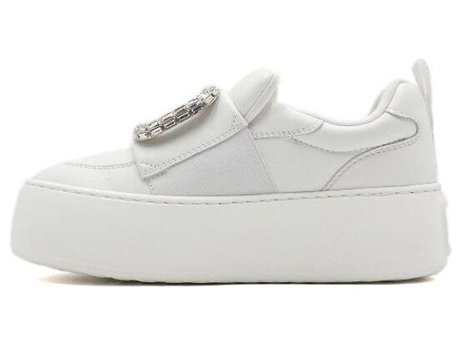 Roger Vivier Weiße Leder-Sneaker mit Kristallschließe - Ansicht 4