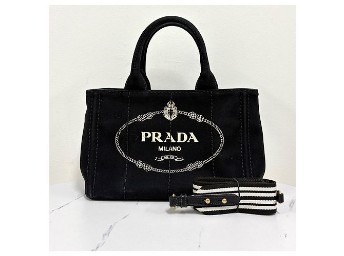 Prada Canapa Canvas Tote Bag Schultertasche Black Schwarz - Ansicht 10
