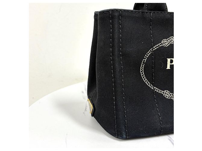 Prada Canapa Canvas Tote Bag Schultertasche Black Schwarz - Ansicht 13