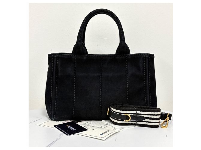 Prada Canapa Canvas Tote Bag Schultertasche Black Schwarz - Ansicht 7