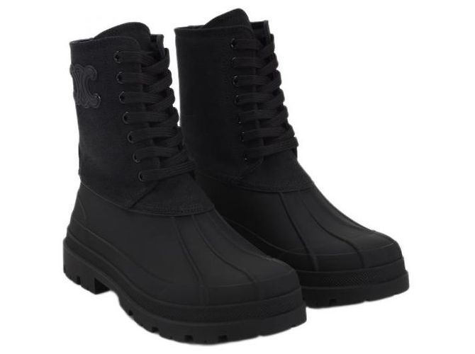 Céline Schnürstiefel aus Canvas Schwarz - Ansicht 5