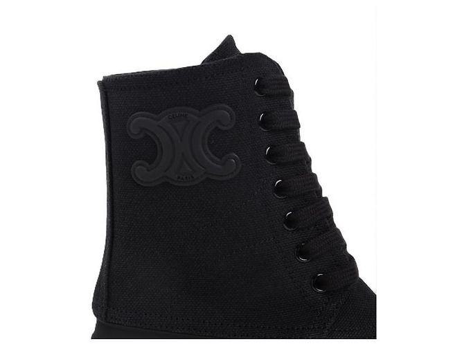 Céline Schnürstiefel aus Canvas Schwarz - Ansicht 6