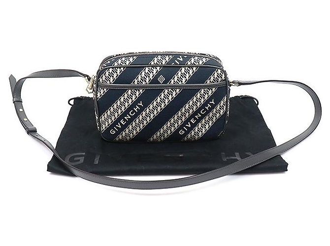 Givenchy Borsa a tracolla Bond Camera in tela Oil Blue - vista 2