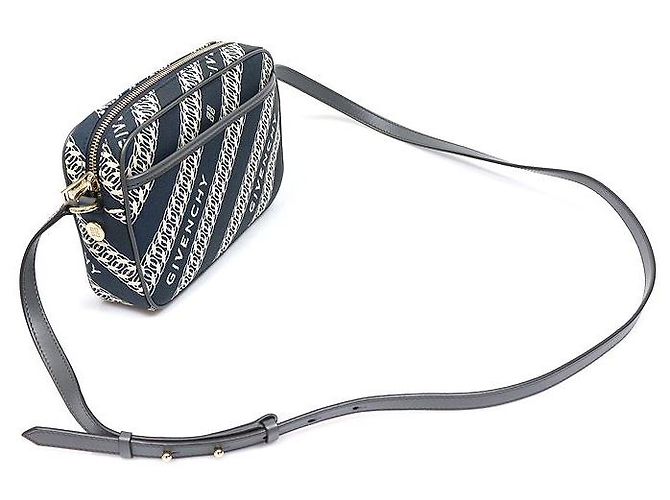 Givenchy Borsa a tracolla Bond Camera in tela Oil Blue - vista 3