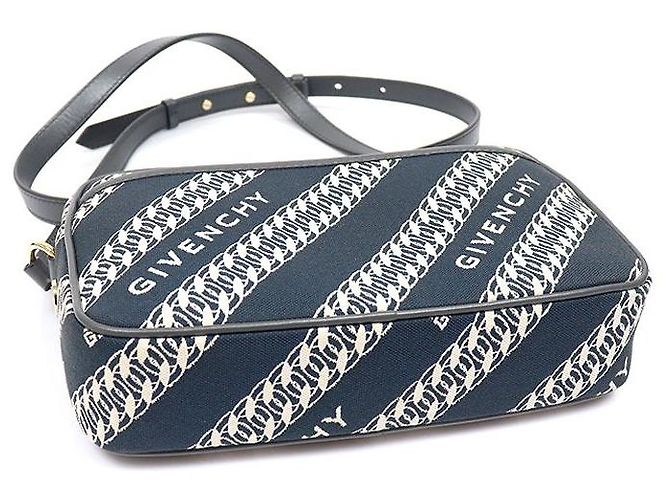 Givenchy Borsa a tracolla Bond Camera in tela Oil Blue - vista 5