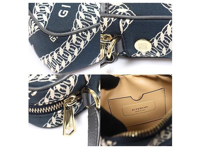 Givenchy Borsa a tracolla Bond Camera in tela Oil Blue - vista 7