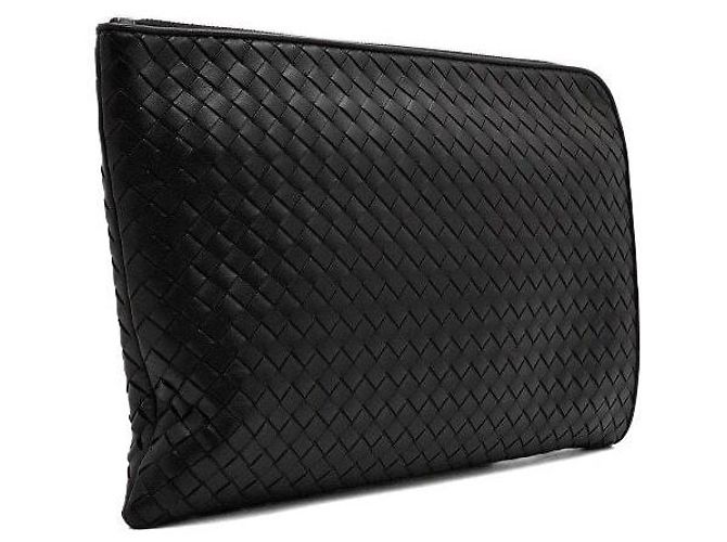 Bottega Veneta Pouch Clutch Intrecciato con zip da uomo Nero - vista 3