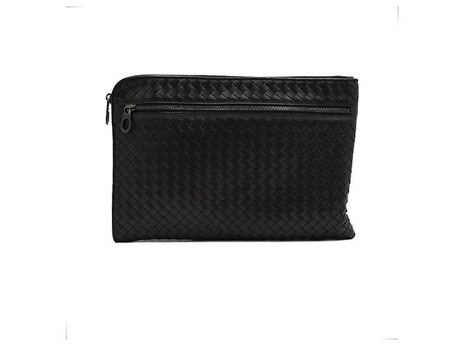 Bottega Veneta Pouch Clutch Intrecciato con zip da uomo Nero - vista 4