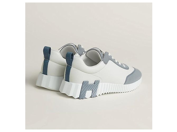 Hermès Bouncing Sneakers Scarpe Sportive Donna Suede Goat Leather Blanc Blue Galet - vista 5