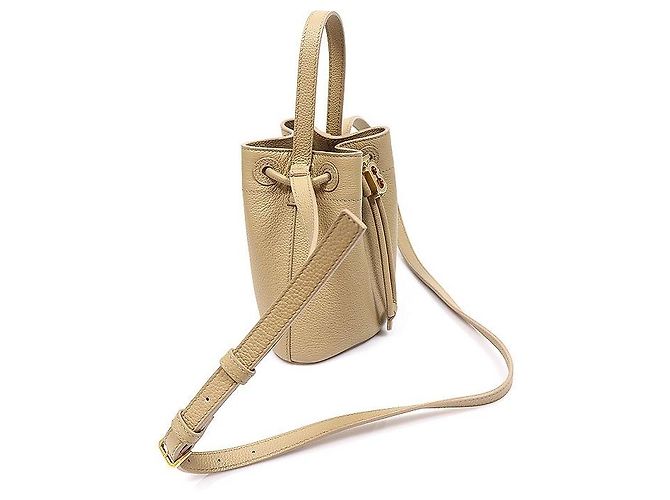 Burberry Mini Borsa Secchiello TB in vitello grana Beige Marrone - vista 3