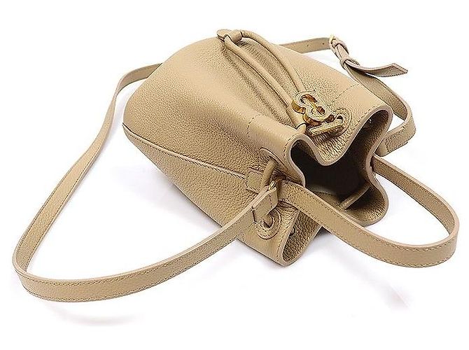 Burberry Mini Borsa Secchiello TB in vitello grana Beige Marrone - vista 4
