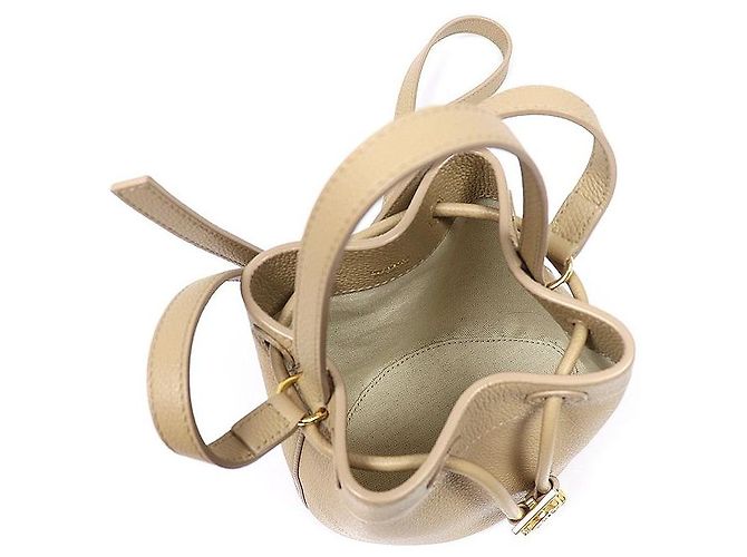 Burberry Mini Borsa Secchiello TB in vitello grana Beige Marrone - vista 6