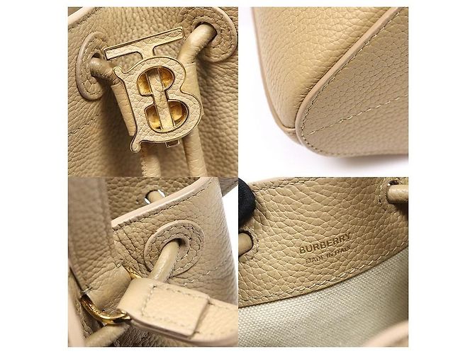 Burberry Mini Borsa Secchiello TB in vitello grana Beige Marrone - vista 7