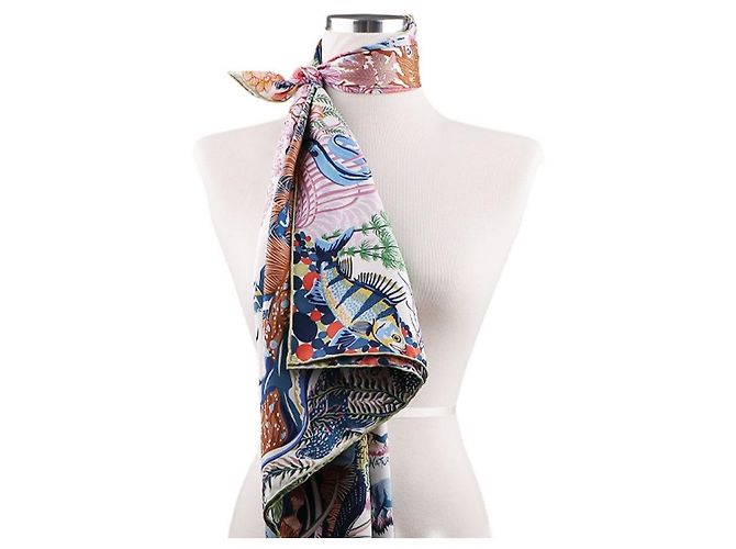 Hermès Foulard di seta Rewilding Nature Blu - vista 10
