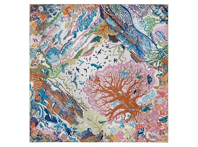 Hermès Foulard di seta Rewilding Nature Blu - vista 2