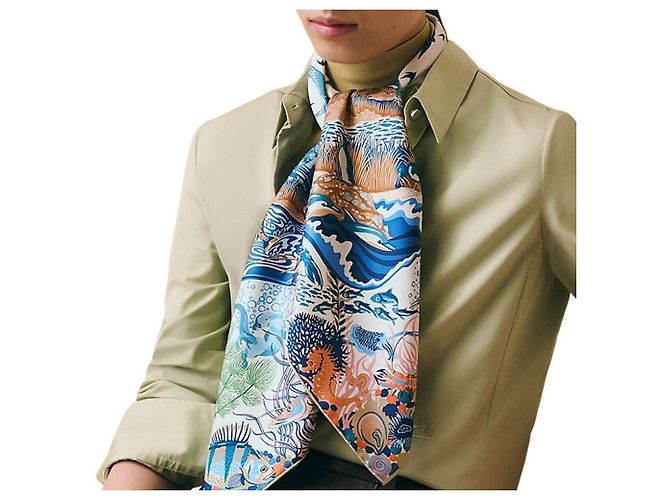 Hermès Foulard di seta Rewilding Nature Blu - vista 4