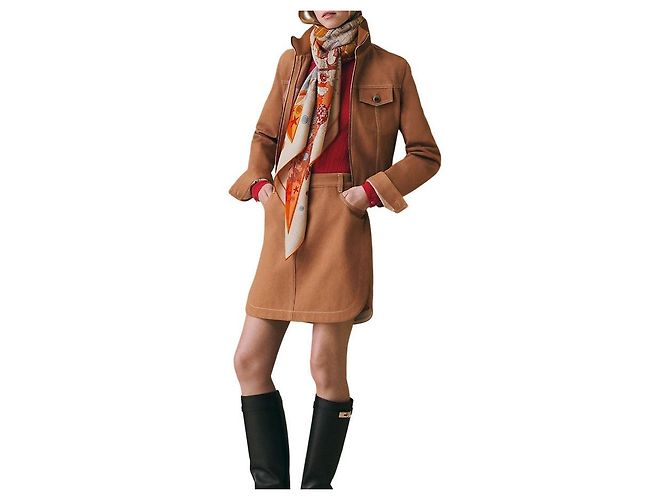 Hermès Flagship Schal 140 Orange Kaschmir Seide - Ansicht 4