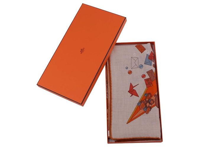 Hermès Flagship Schal 140 Orange Kaschmir Seide - Ansicht 8