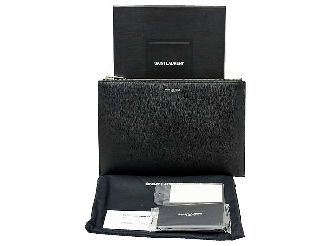 Saint Laurent Clutch classica piccola in pelle nera Nero - vista 3