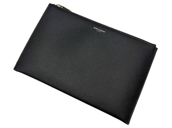 Saint Laurent Clutch classica piccola in pelle nera Nero - vista 6