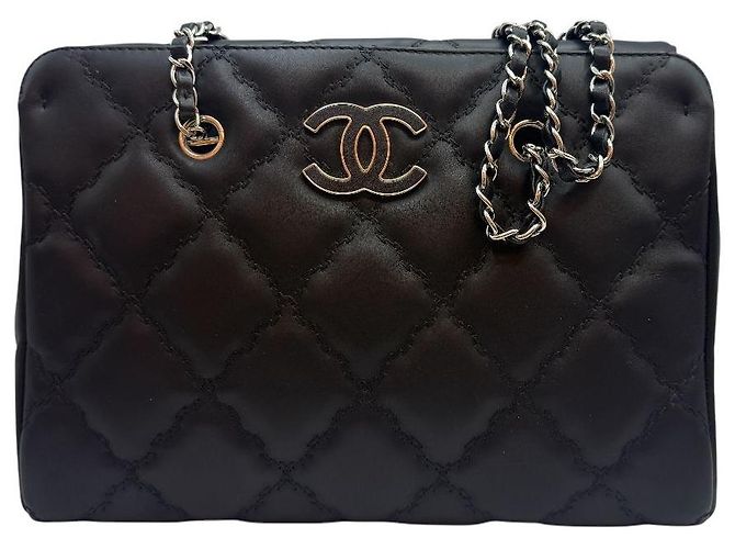 Chanel Borsa a tracolla Season Lambskin Hampton Stitch Nera Nero - vista 2