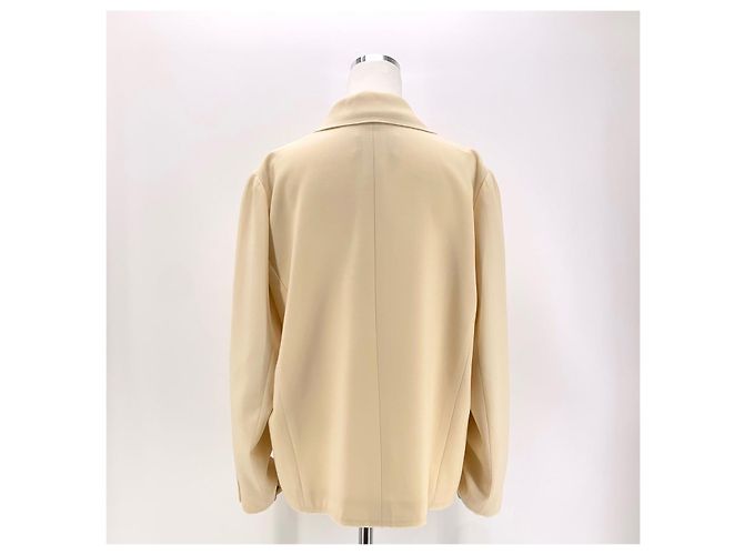 Chanel Logo Gold Button Blazer Jacket White - view 13