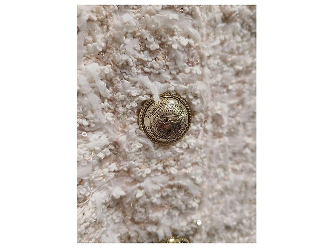 Balmain White Tweed Gold Button Cropped Jacket - view 3