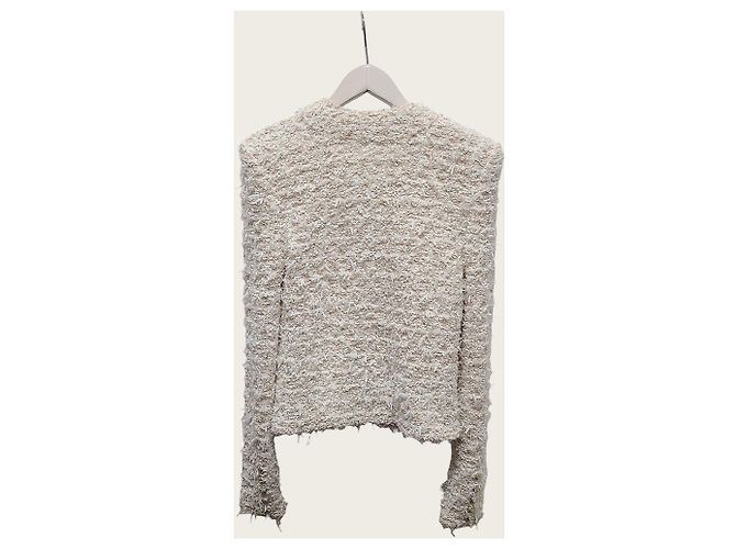 Balmain White Tweed Gold Button Cropped Jacket - view 4