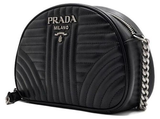 Prada Borsa a spalla e borsa a tracolla Black Diagram Silver Chain Nero - vista 2