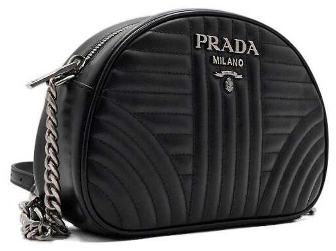 Prada Borsa a spalla e borsa a tracolla Black Diagram Silver Chain Nero - vista 3