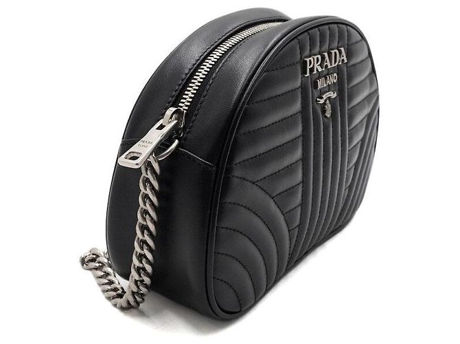 Prada Borsa a spalla e borsa a tracolla Black Diagram Silver Chain Nero - vista 7