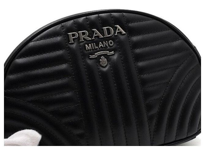 Prada Borsa a spalla e borsa a tracolla Black Diagram Silver Chain Nero - vista 8