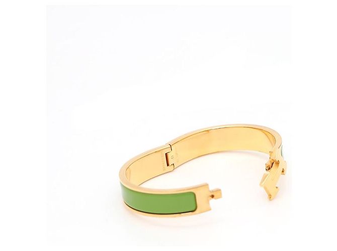 Hermès Bracciale Click H PM Verde Oro - vista 4