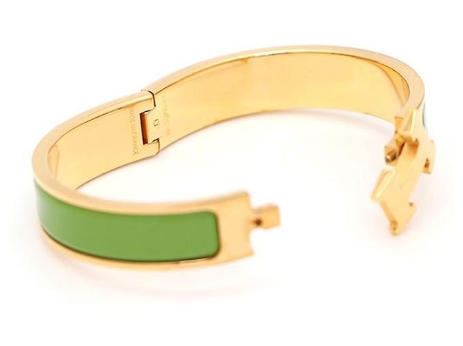 Hermès Bracciale Click H PM Verde Oro - vista 5