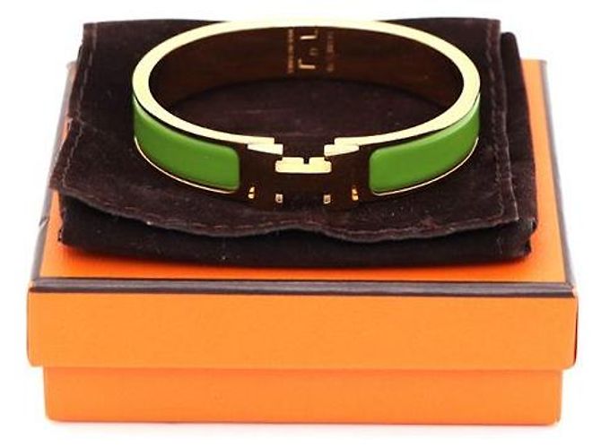 Hermès Bracciale Click H PM Verde Oro - vista 6
