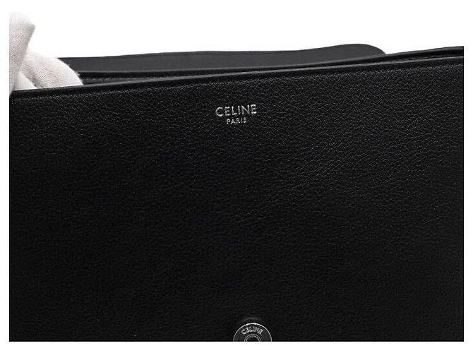 Céline Borsa Triomphe Medium in pelle di vitello nera con catena argentata Nero - vista 8