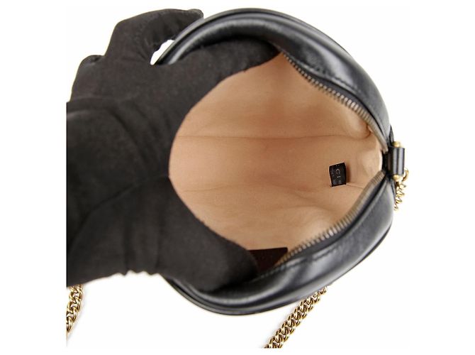 Gucci Mini Borsa a Tracolla Rotonda Nera Nero - vista 8