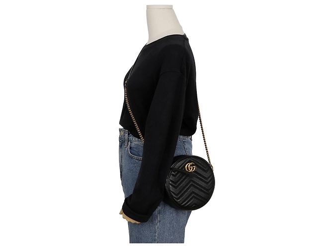 Gucci Mini Borsa a Tracolla Rotonda Nera Nero - vista 9