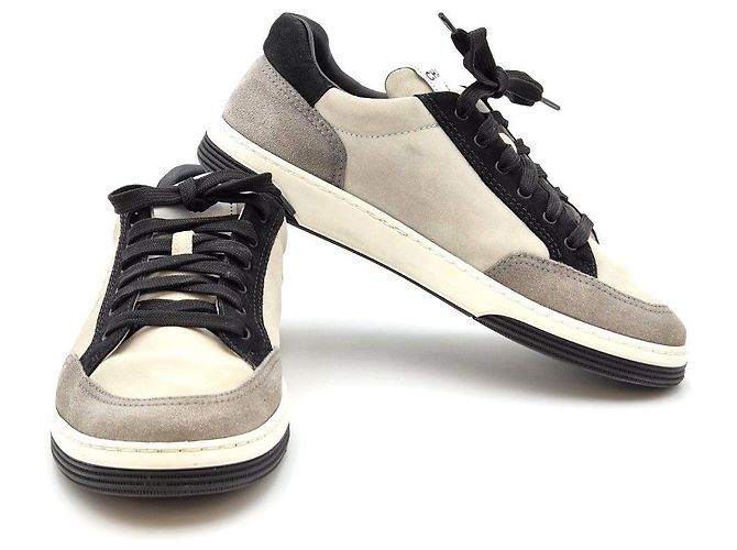 Chanel Sneakers Lettering Gray Black Marrone - vista 10