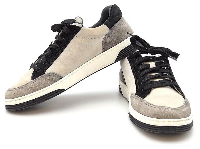 Chanel Sneakers Lettering Gray Black Marrone - vista 11